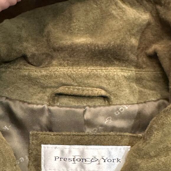 Preston & York Olive Green Suede Full Zip Jacket Reptile Front in Women's Large - Picture 7 of 7